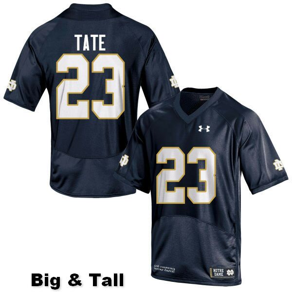 Men's NCAA Notre Dame Fighting Irish #23 Golden Tate Stitched College Under Armour Authentic Navy Blue Big & Tall Football Jersey XI10R70WQ